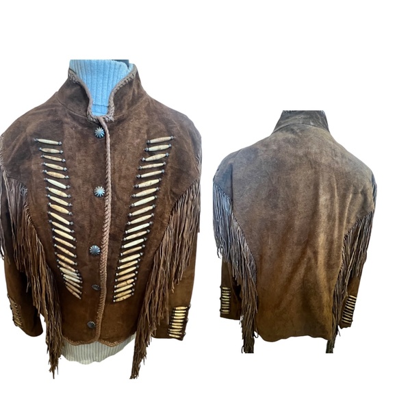 Cripple Creek Leather Jacket Rodeo Western Genuine Leather suede Fringe brown XL - Picture 1 of 16